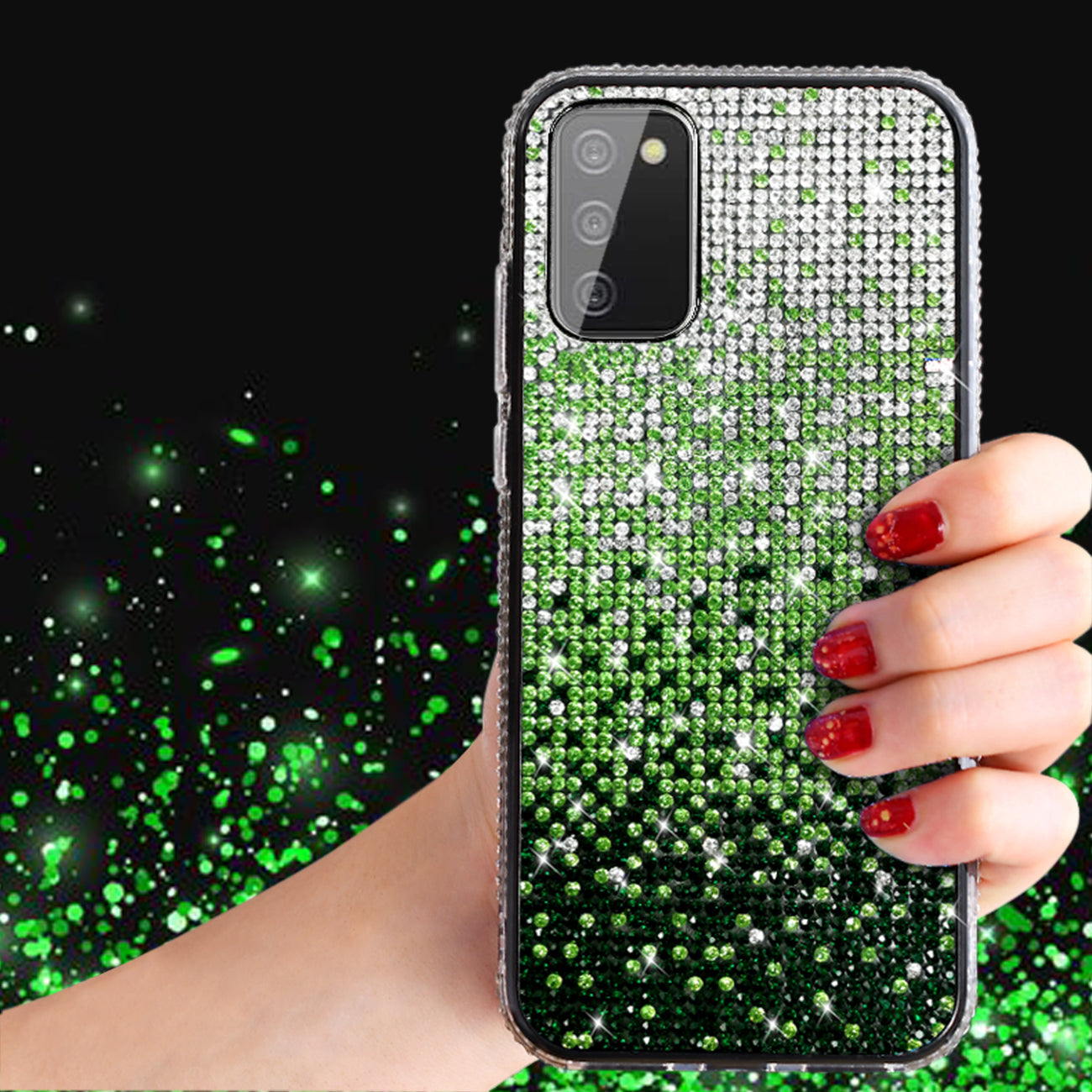 Design Diamond Case For GALAXY A02S In Green - Crystal Clear & Reliable | CELL DEMAND Official