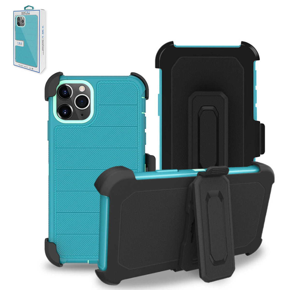 IPHONE 11 PRO Compatible 3-In-1 Hybrid Heavy Duty Holster Combo Case For APPLE IPHONE 11 PRO In Blue - Heavy Duty Protection by CELL DEMAND