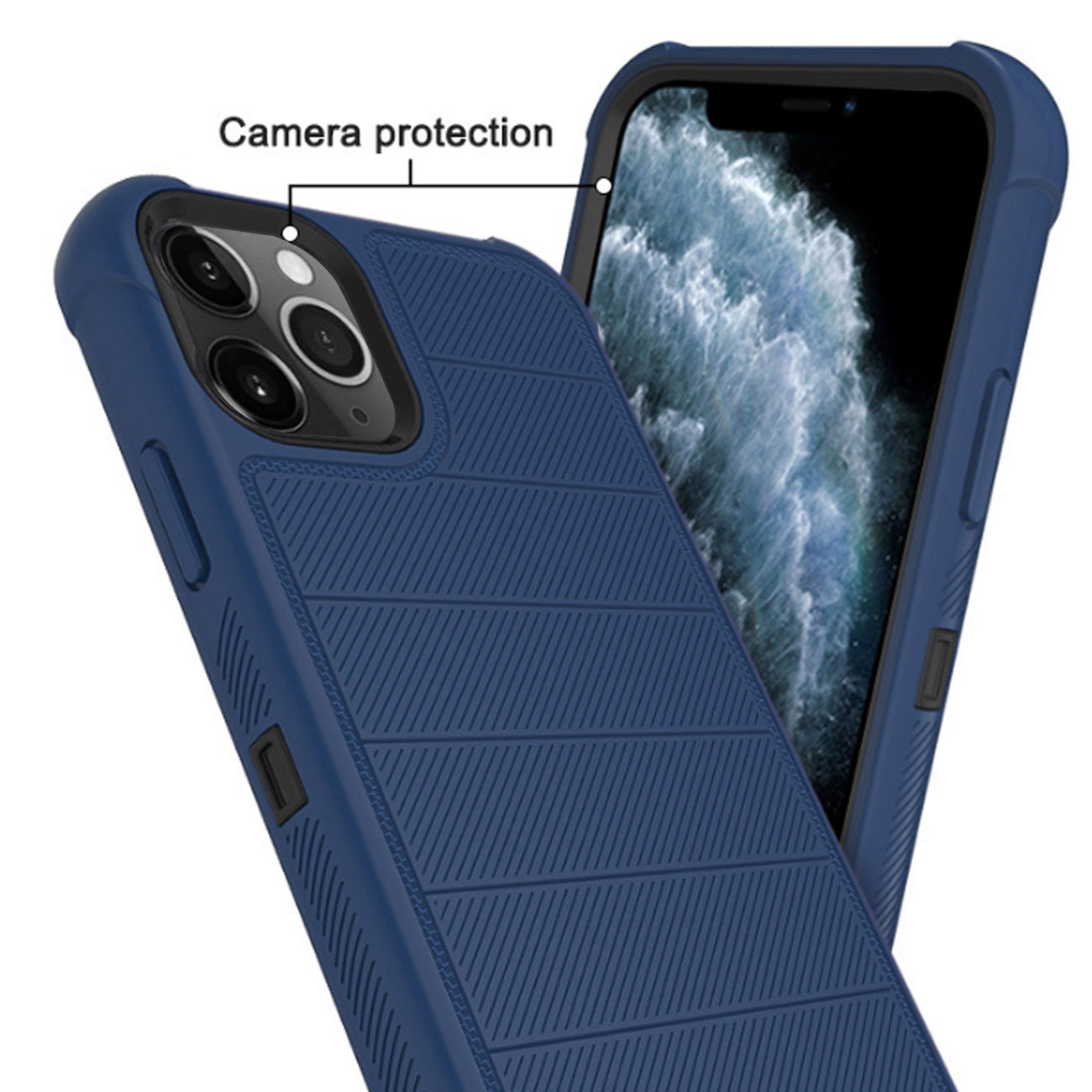 IPHONE 11 PRO Compatible 3-In-1 Hybrid Heavy Duty Holster Combo Case For APPLE IPHONE 11 PRO In Navy - Ultra-Slim Protection by CELL DEMAND