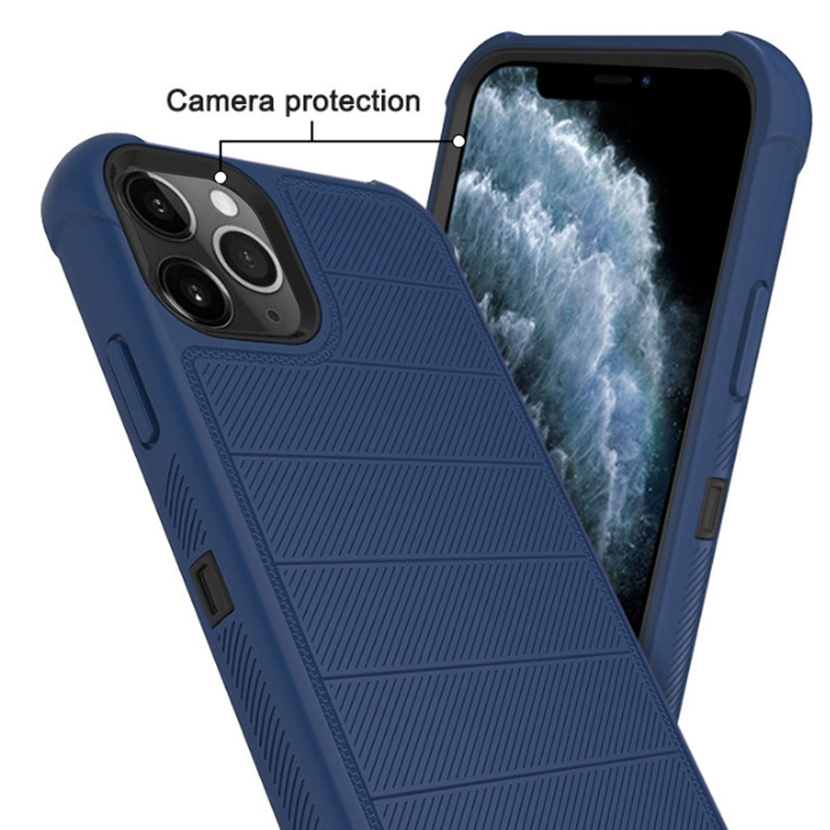 IPHONE 11 PRO Compatible 3-In-1 Hybrid Heavy Duty Holster Combo Case For APPLE IPHONE 11 PRO In Navy - Ultra-Slim Protection by CELL DEMAND