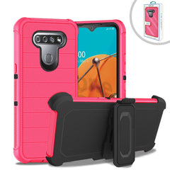 LG K51 3-In-1 Hybrid Heavy Duty Holster Combo Case In Hot Pink - Shockproof & Reliable | CELL DEMAND Official