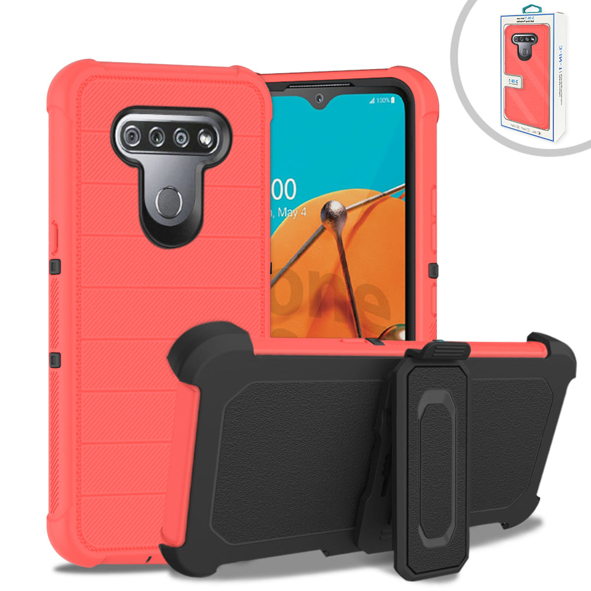 LG K51 3-In-1 Hybrid Heavy Duty Holster Combo Case In Pink - Premium & Reliable | CELL DEMAND Official