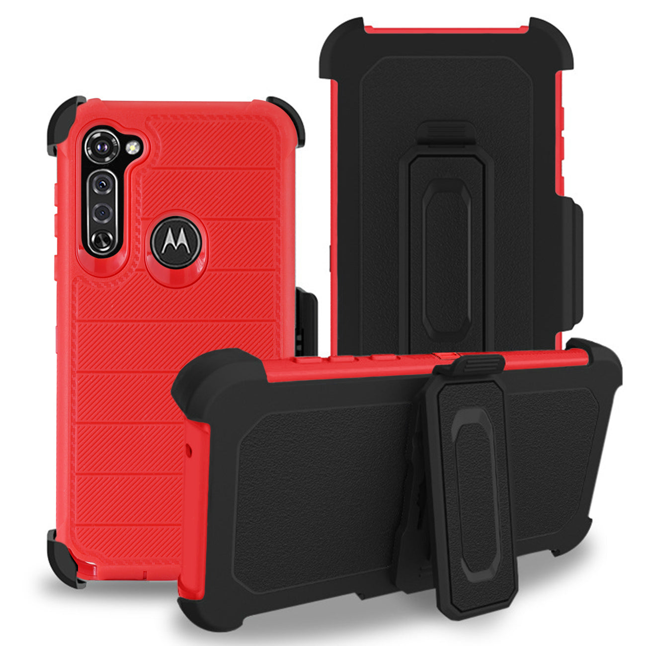 MOTO G STYLUS 3-In-1 Hybrid Heavy Duty Holster Combo Case In Red - Heavy Duty & Reliable | CELL DEMAND Official
