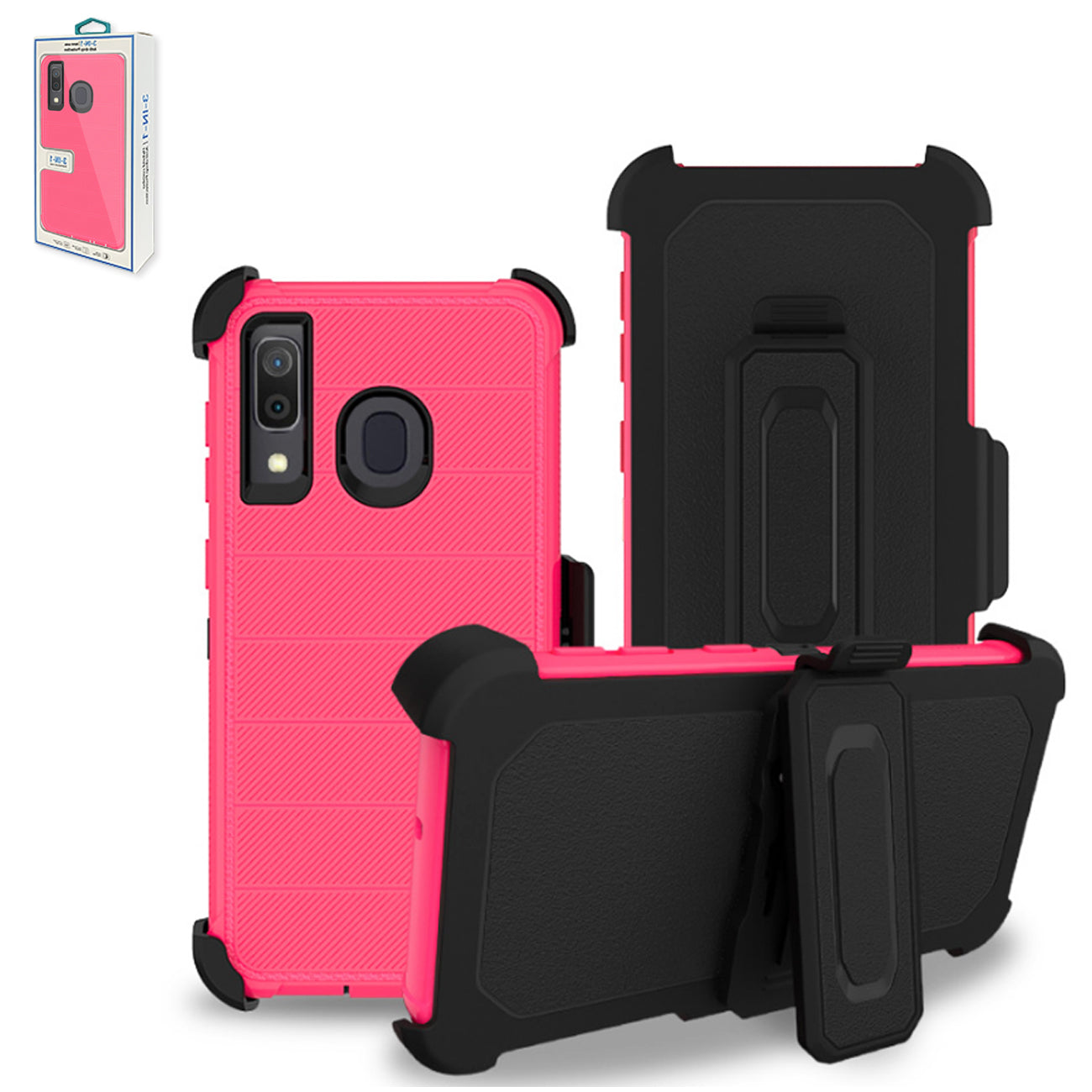 3-In-1 Hybrid Heavy Duty Holster Combo Case For In Hot Pink - Durable & Reliable | CELL DEMAND Official