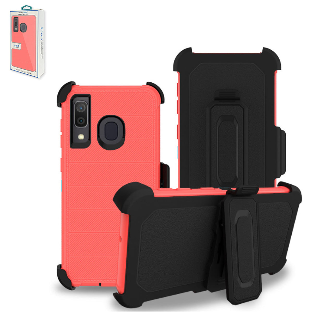 3-In-1 Hybrid Heavy Duty Holster Combo Case For In Pink - Durable & Reliable | CELL DEMAND Official