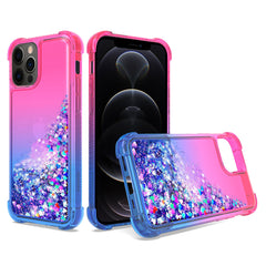 IPHONE 12 Compatible Shiny Flowing Glitter Liquid Bumper Case For APPLE IPHONE 12/IPHONE 12 PRO In Pink - Durable Protection by CELL DEMAND