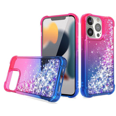 IPHONE 13 PRO Compatible Shiny Flowing Glitter Liquid Bumper Case For APPLE IPHONE 13 PRO MAX In Blue - Shockproof Protection by CELL DEMAND
