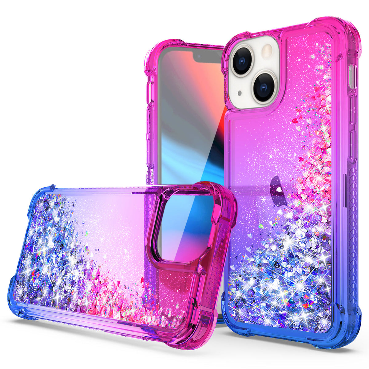 IPHONE 13  Compatible Shiny Flowing Glitter Liquid Bumper Case For APPLE IPHONE 13 In Pink - Premium Protection by CELL DEMAND