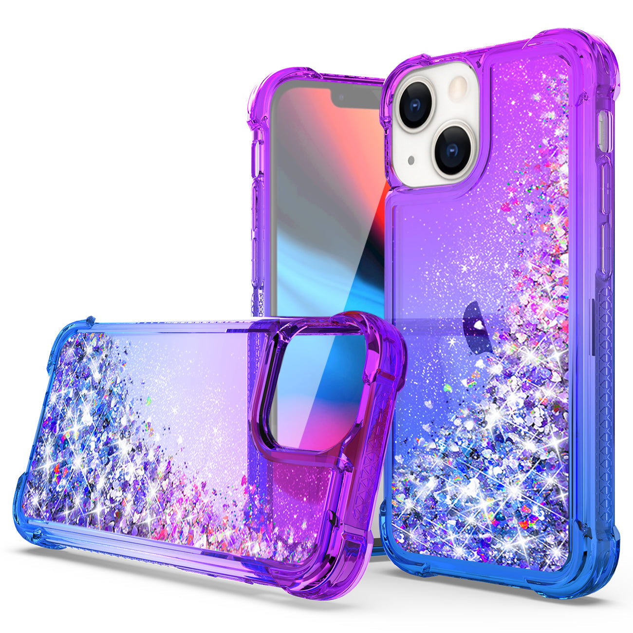 IPHONE 13  Compatible Shiny Flowing Glitter Liquid Bumper Case For APPLE IPHONE 13 In Purple - Ultra-Slim Protection by CELL DEMAND