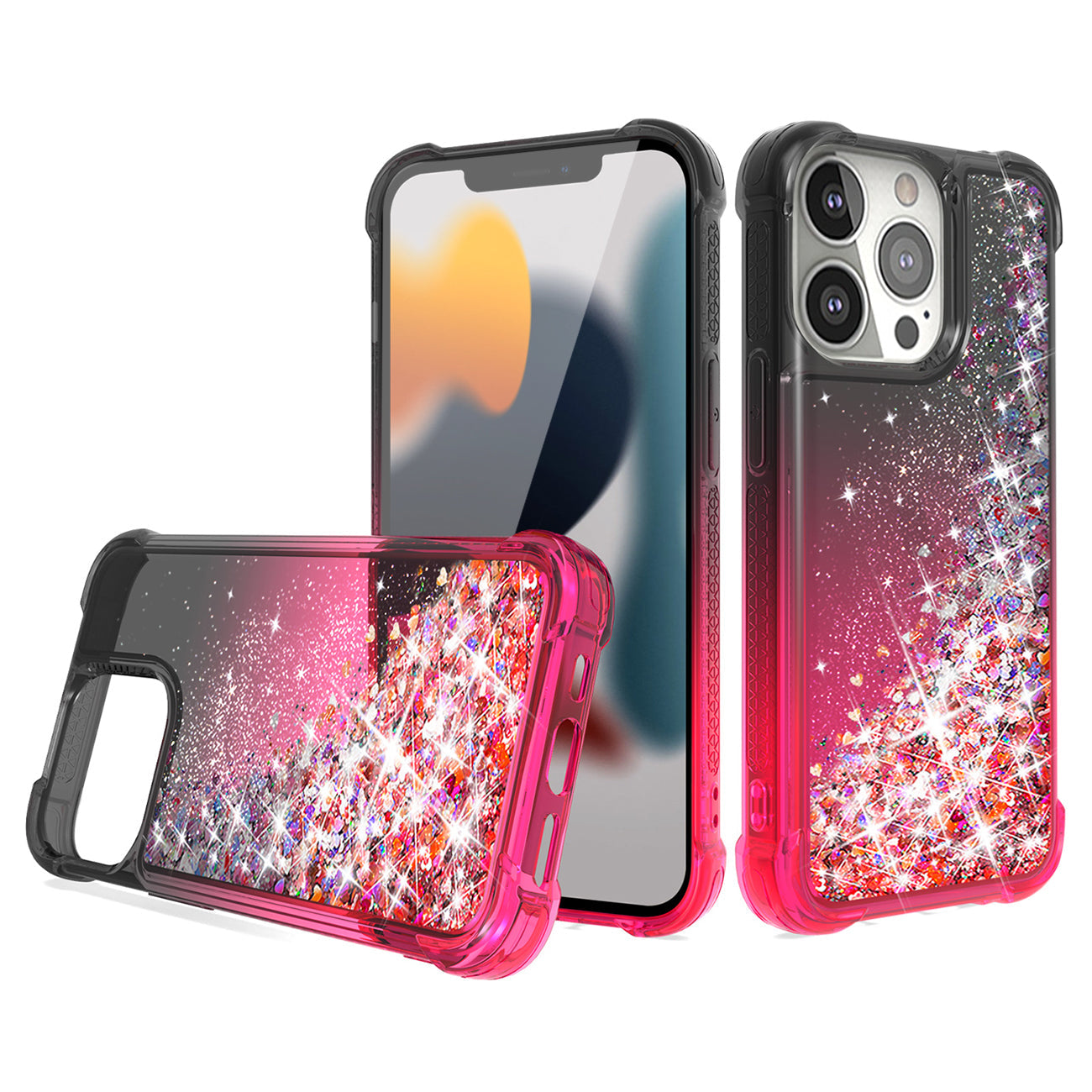 IPHONE 13 PRO Compatible Shiny Flowing Glitter Liquid Bumper Case For APPLE IPHONE 13 PRO In Black - Ultra-Slim Protection by CELL DEMAND