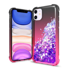 IPHONE 11  Compatible Shiny Flowing Glitter Liquid Bumper Case For APPLE IPHONE 11 In Black - Shockproof Protection by CELL DEMAND