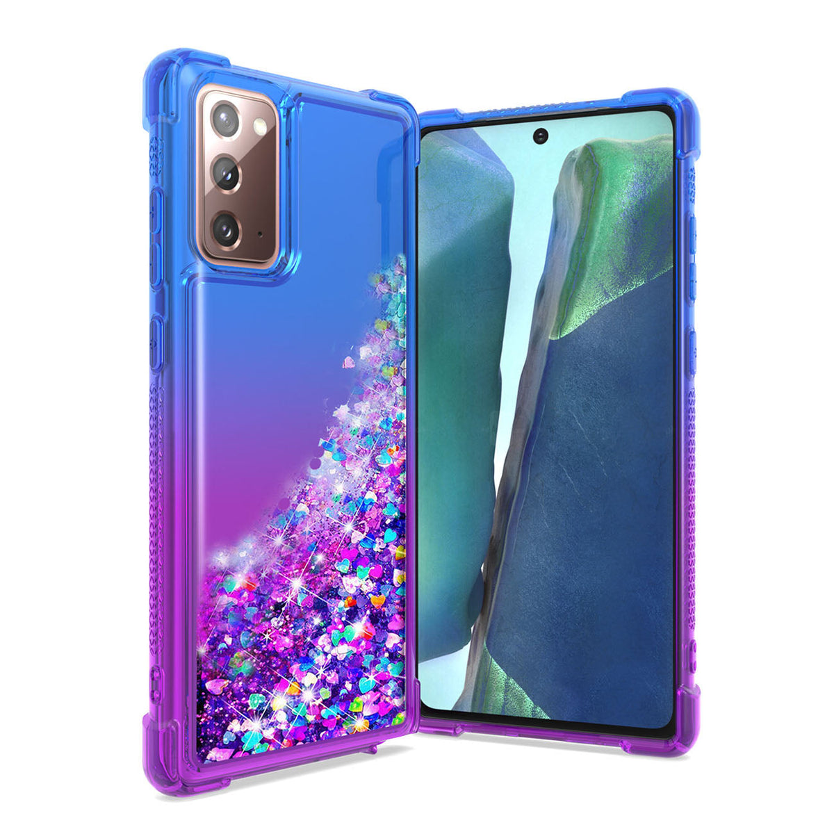 Shiny Flowing Glitter Liquid Bumper Case For SAMSUNG GALAXY NOTE 20 In Blue - Shockproof & Reliable | CELL DEMAND Official
