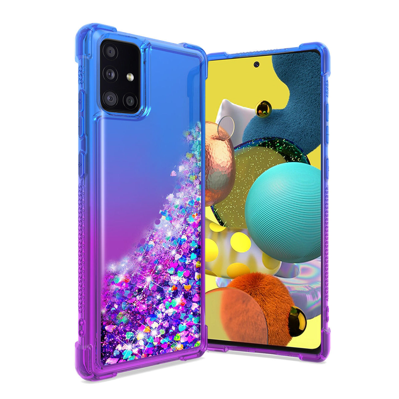 Shiny Flowing Glitter Liquid Bumper Case For SAMSUNG GALAXY A51 5G In Blue - Premium & Reliable | CELL DEMAND Official