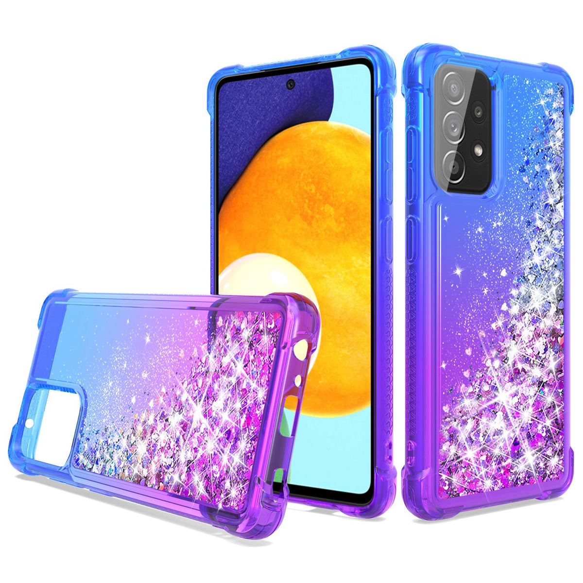 Shiny Flowing Glitter Liquid Bumper Case For Galaxy A52 5G In Blue - Ultra-Slim & Reliable | CELL DEMAND Official