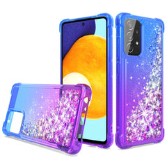 Shiny Flowing Glitter Liquid Bumper Case For Galaxy A52 5G In Blue - Ultra-Slim & Reliable | CELL DEMAND Official