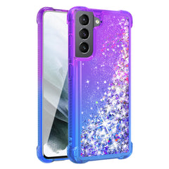 Shiny Flowing Glitter Liquid Bumper Case For Galaxy S21 FE In Purple - Shockproof & Reliable | CELL DEMAND Official