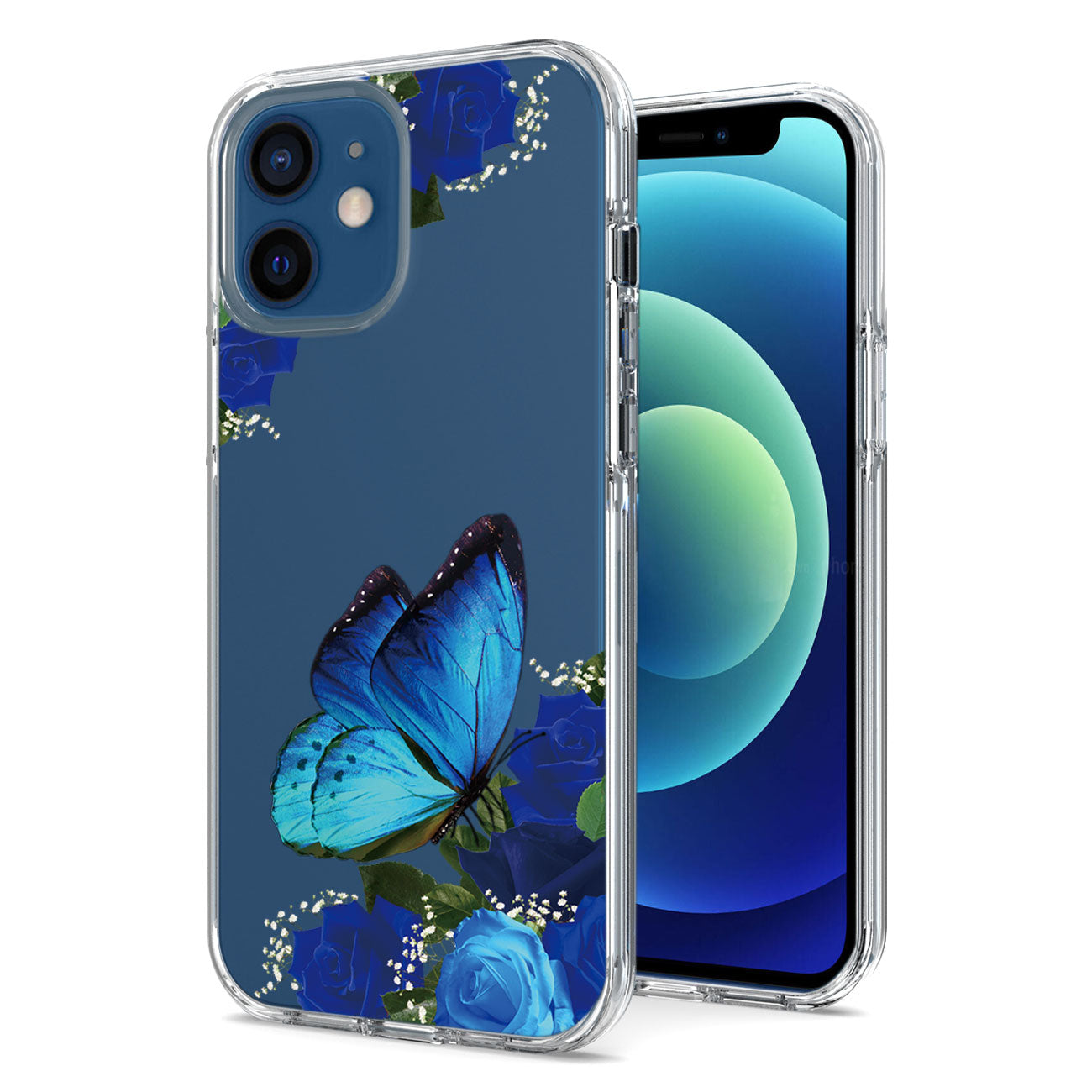 IPHONE 12 MINI Compatible Pressed dried flower Design Phone case for APPLE IPHONE 12 MINI in Blue - Ultra-Slim Protection by CELL DEMAND