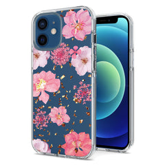 IPHONE 12 MINI Compatible Pressed dried flower Design Phone case for APPLE IPHONE 12 MINI in Pink - Heavy Duty Protection by CELL DEMAND