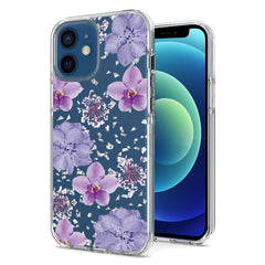 IPHONE 12 MINI Compatible Pressed dried flower Design Phone case for APPLE IPHONE 12 MINI in Purple - Heavy Duty Protection by CELL DEMAND