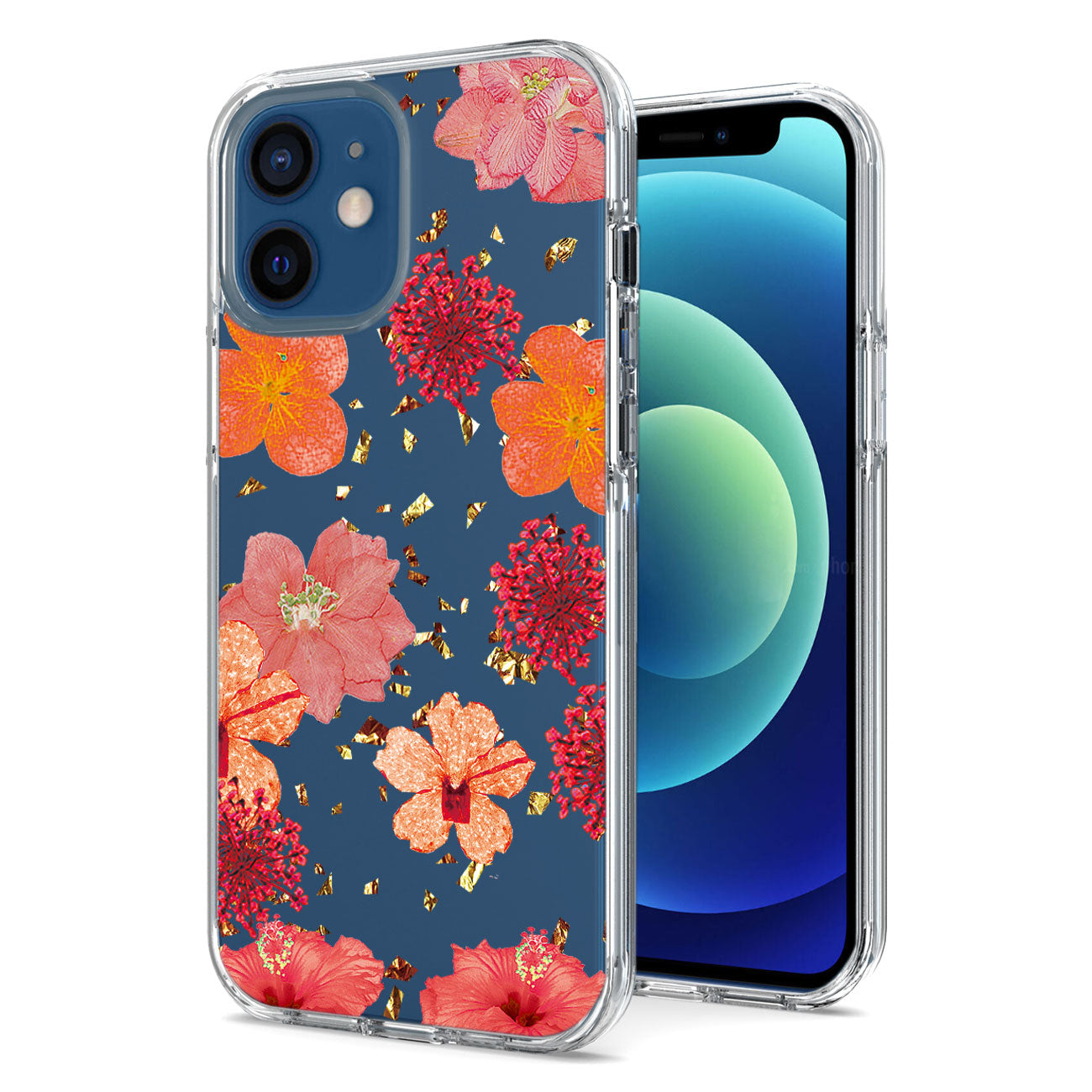 IPHONE 12 MINI Compatible Pressed dried flower Design Phone case for APPLE IPHONE 12 MINI in Red - Premium Protection by CELL DEMAND