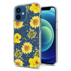 IPHONE 12 MINI Compatible Pressed dried flower Design Phone case for APPLE IPHONE 12 MINI in Yellow - Crystal Clear Protection by CELL DEMAND