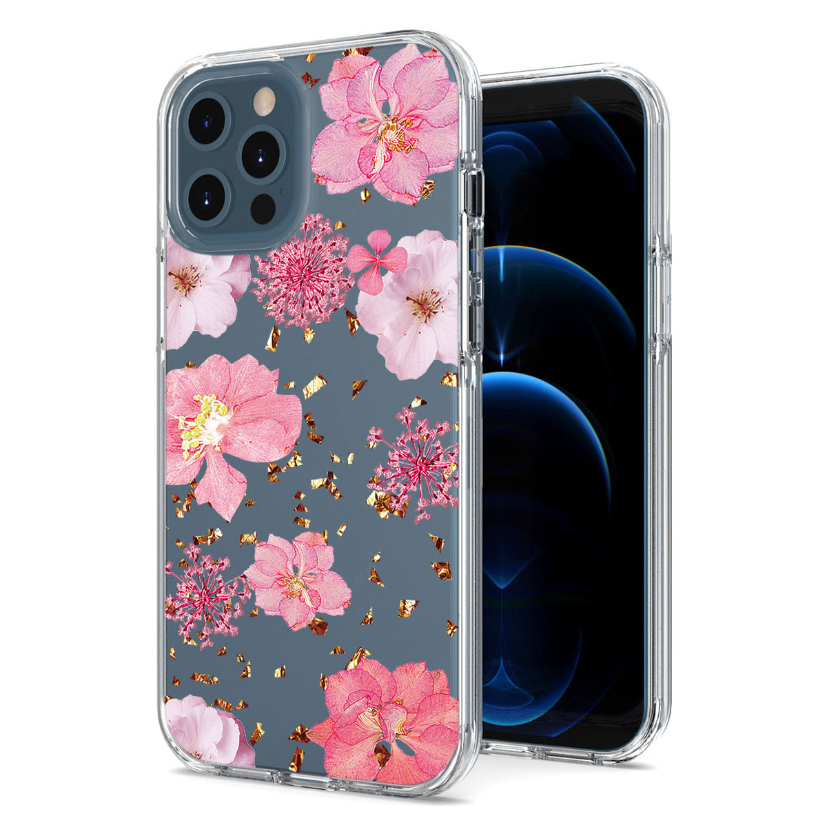 IPHONE 12  Compatible Pressed dried flower Design Phone case for APPLE IPHONE 12 / IPHONE 12 PRO in Pink - Durable Protection by CELL DEMAND