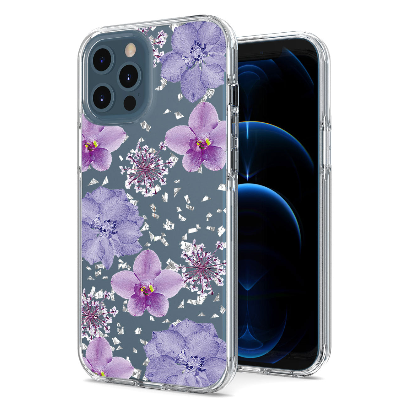 IPHONE 12  Compatible Pressed dried flower Design Phone case for APPLE IPHONE 12 / IPHONE 12 PRO in Purple - Shockproof Protection by CELL DEMAND