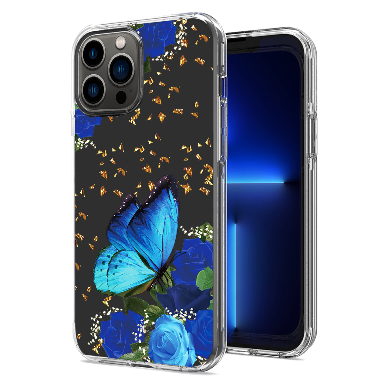 iPhone 13 Pro Compatible Pressed dried flower Design Phone case For iPhone 13 Pro Max In Blue - Heavy Duty Protection by CELL DEMAND