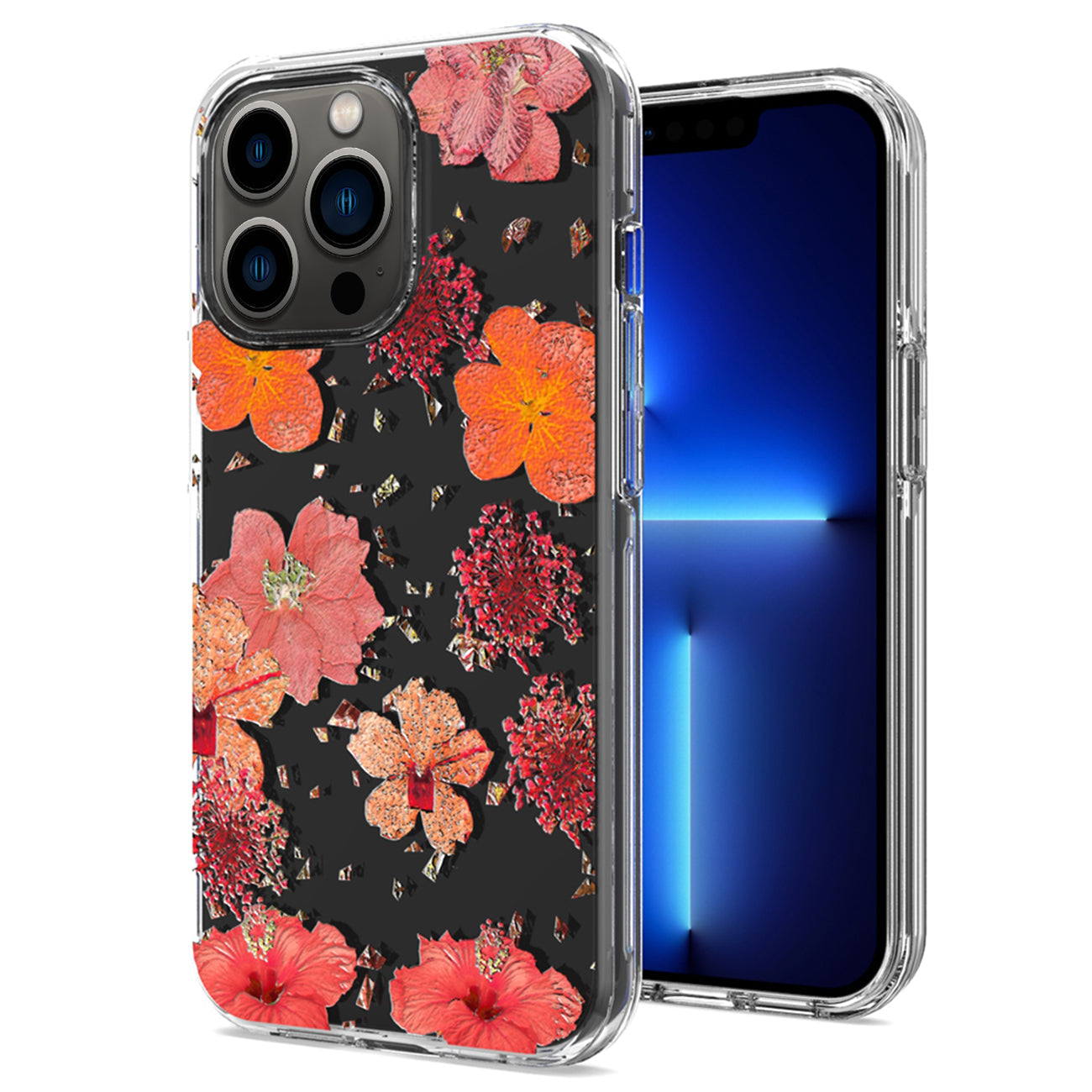 iPhone 13 Pro Compatible Pressed dried flower Design Phone case For iPhone 13 Pro In Red - Crystal Clear Protection by CELL DEMAND