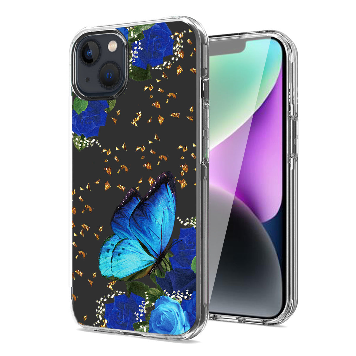 iPhone 14 Plus Compatible Pressed dried flower Design Phone case For iPhone 14 Plus In Blue - Durable Protection by CELL DEMAND