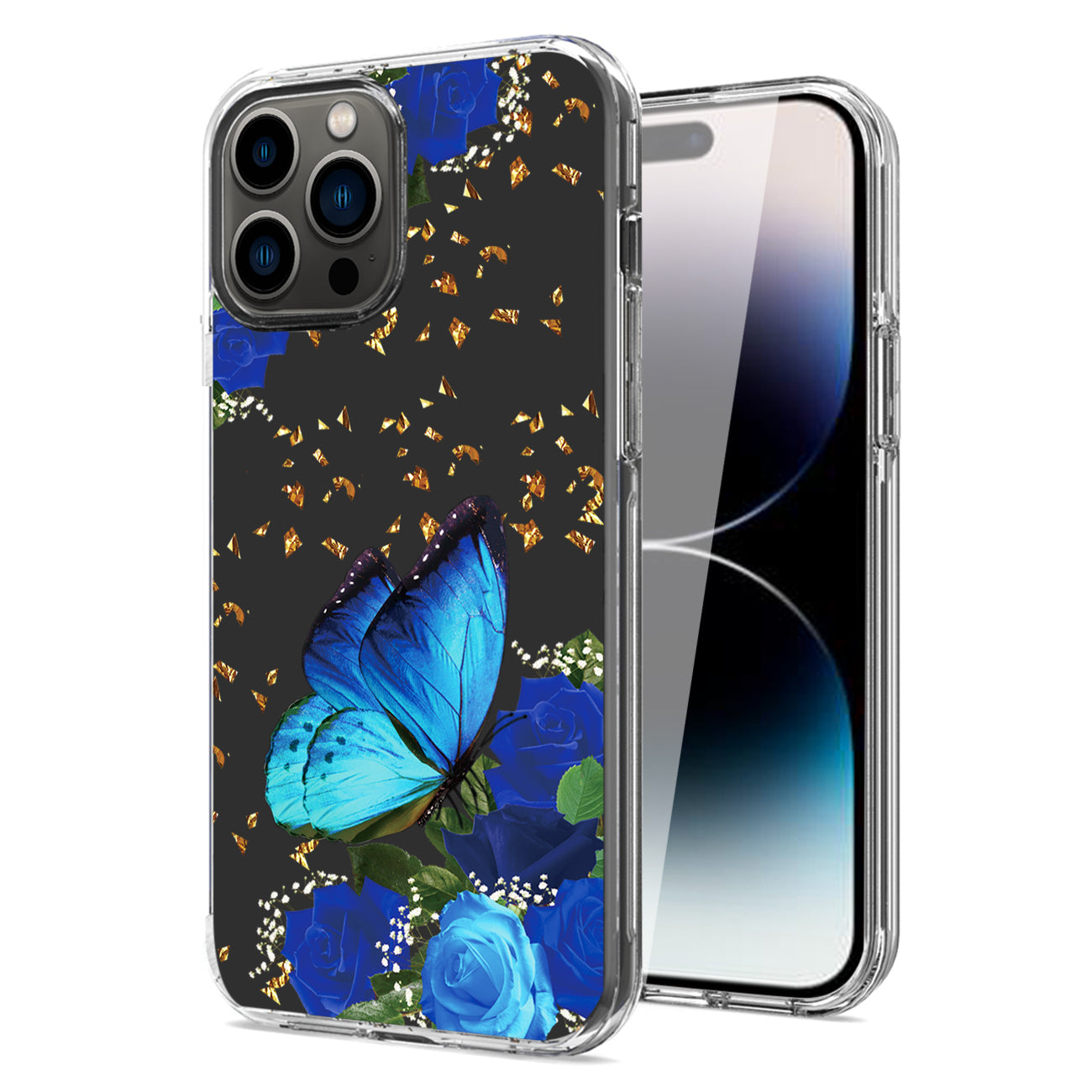iPhone 14 Pro Compatible Pressed dried flower Design Phone case For iPhone 14 Pro In Blue - Premium Protection by CELL DEMAND