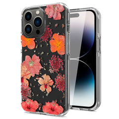 iPhone 14 Pro Compatible Pressed dried flower Design Phone case For iPhone 14 Pro In Red - Heavy Duty Protection by CELL DEMAND