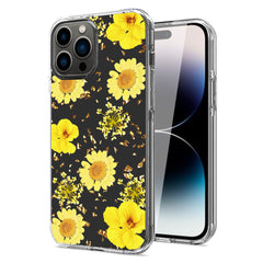 iPhone 14 Pro Compatible Pressed dried flower Design Phone case For iPhone 14 Pro In Yellow - Durable Protection by CELL DEMAND