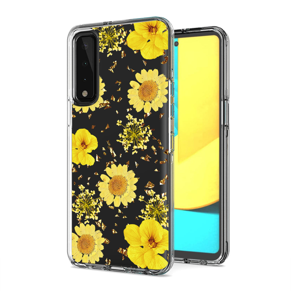 Pressed dried flower Design Phone case for LG Stylo7 4G In Yellow - Shockproof & Reliable | CELL DEMAND Official