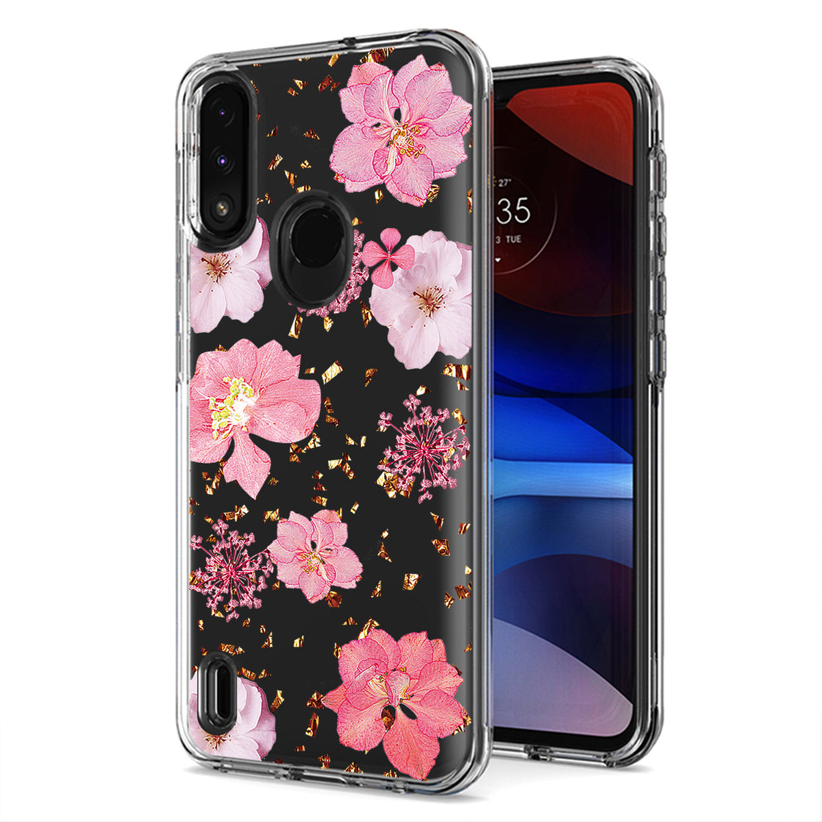 Pressed dried flower Design Phone case for Moto E7 Power 2021 In Pink - Ultra-Slim & Reliable | CELL DEMAND Official