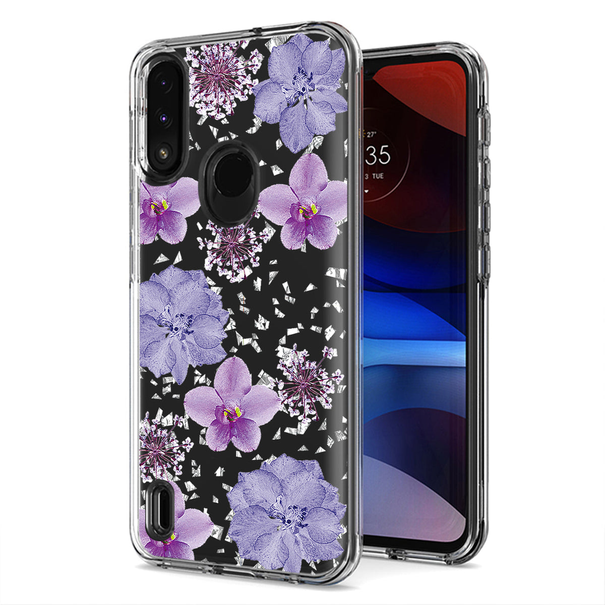 Pressed dried flower Design Phone case for Moto E7 Power 2021 In Purple - Premium & Reliable | CELL DEMAND Official