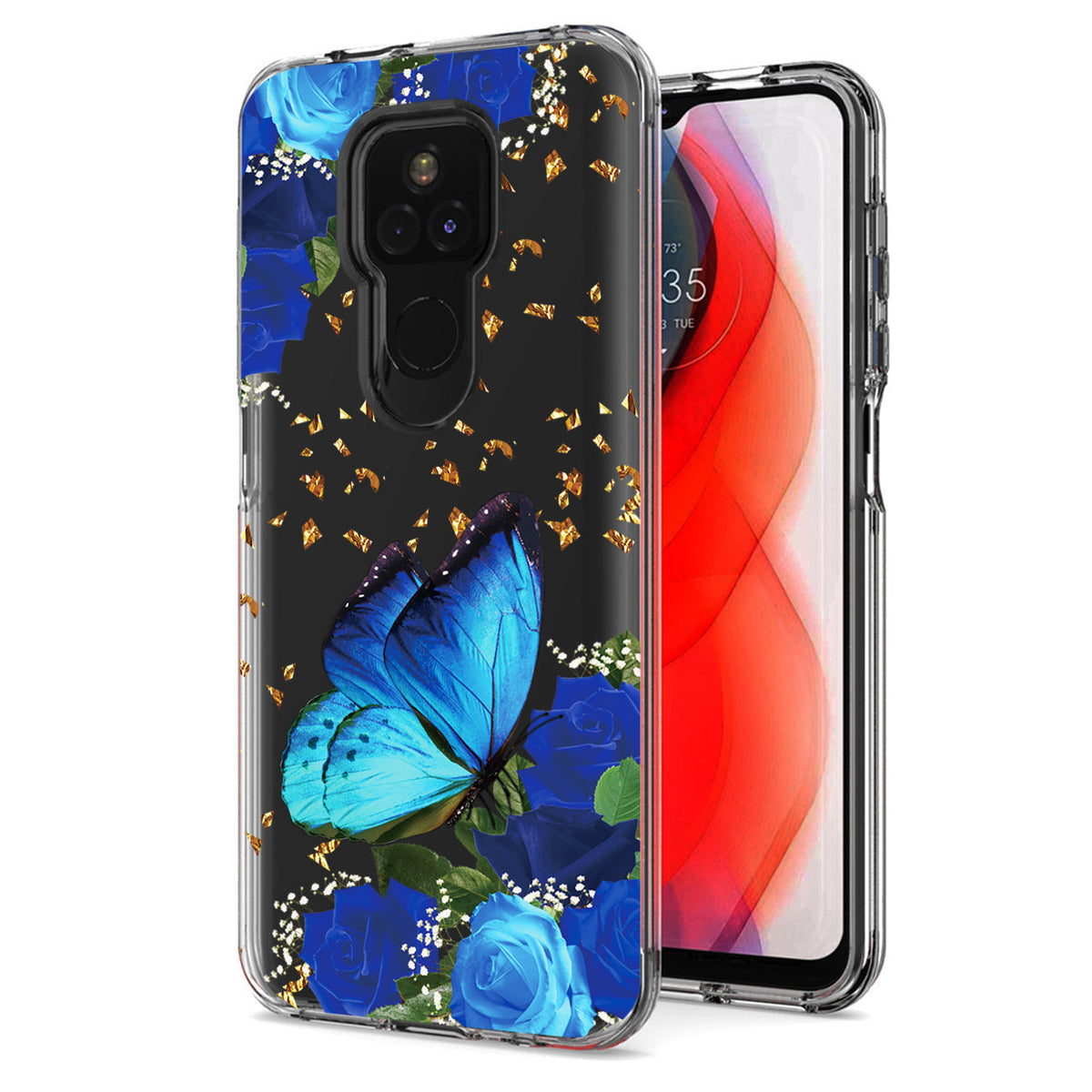 Pressed dried flower Design Phone case for Moto G Play 2021 In Blue - Shockproof & Reliable | CELL DEMAND Official