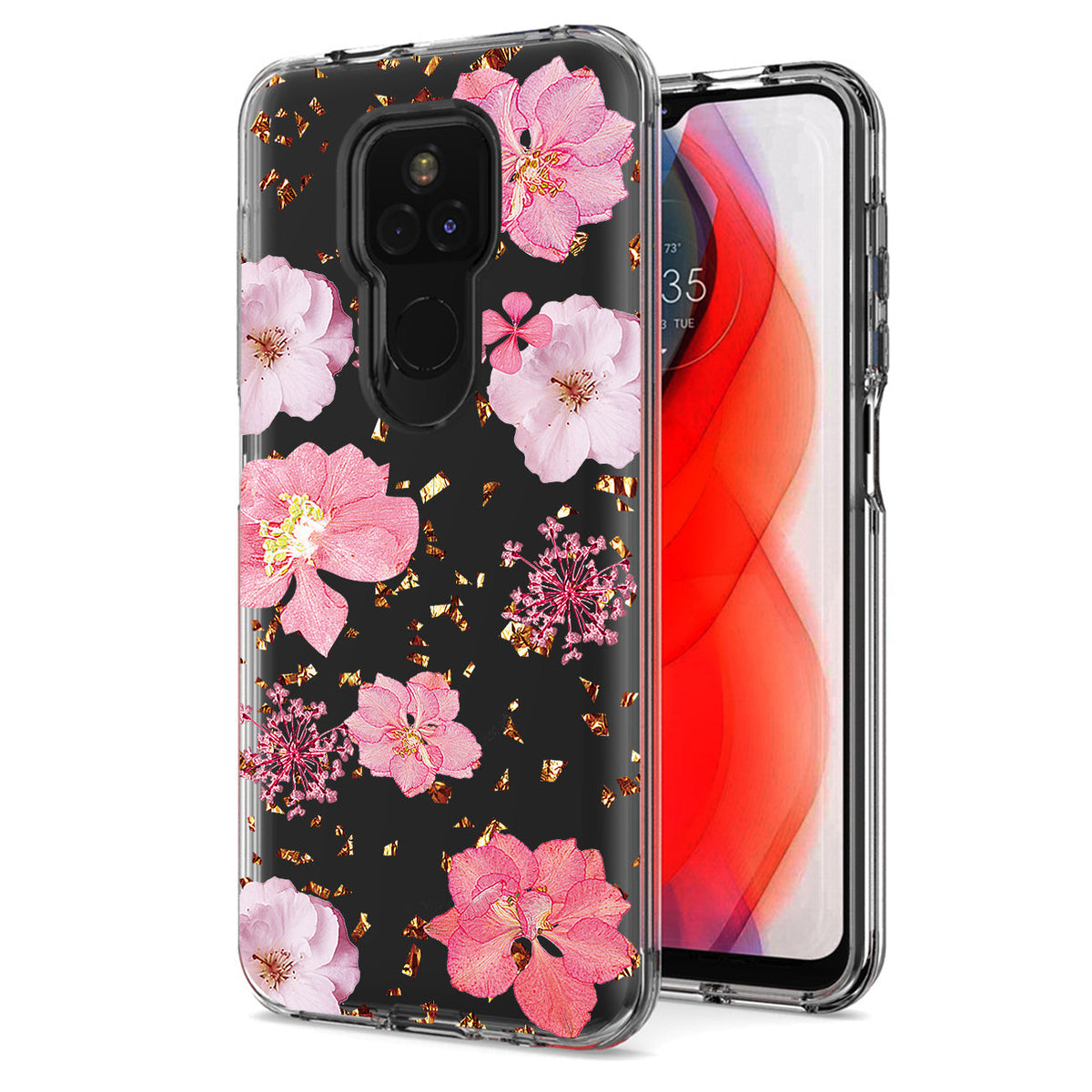 Pressed dried flower Design Phone case for Moto G Play 2021 In Pink - Crystal Clear & Reliable | CELL DEMAND Official