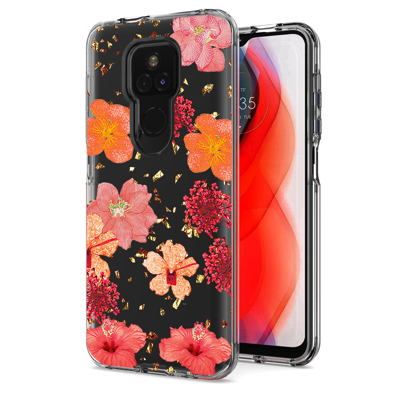 Pressed dried flower Design Phone case for Moto G Play 2021 In Red - Durable & Reliable | CELL DEMAND Official