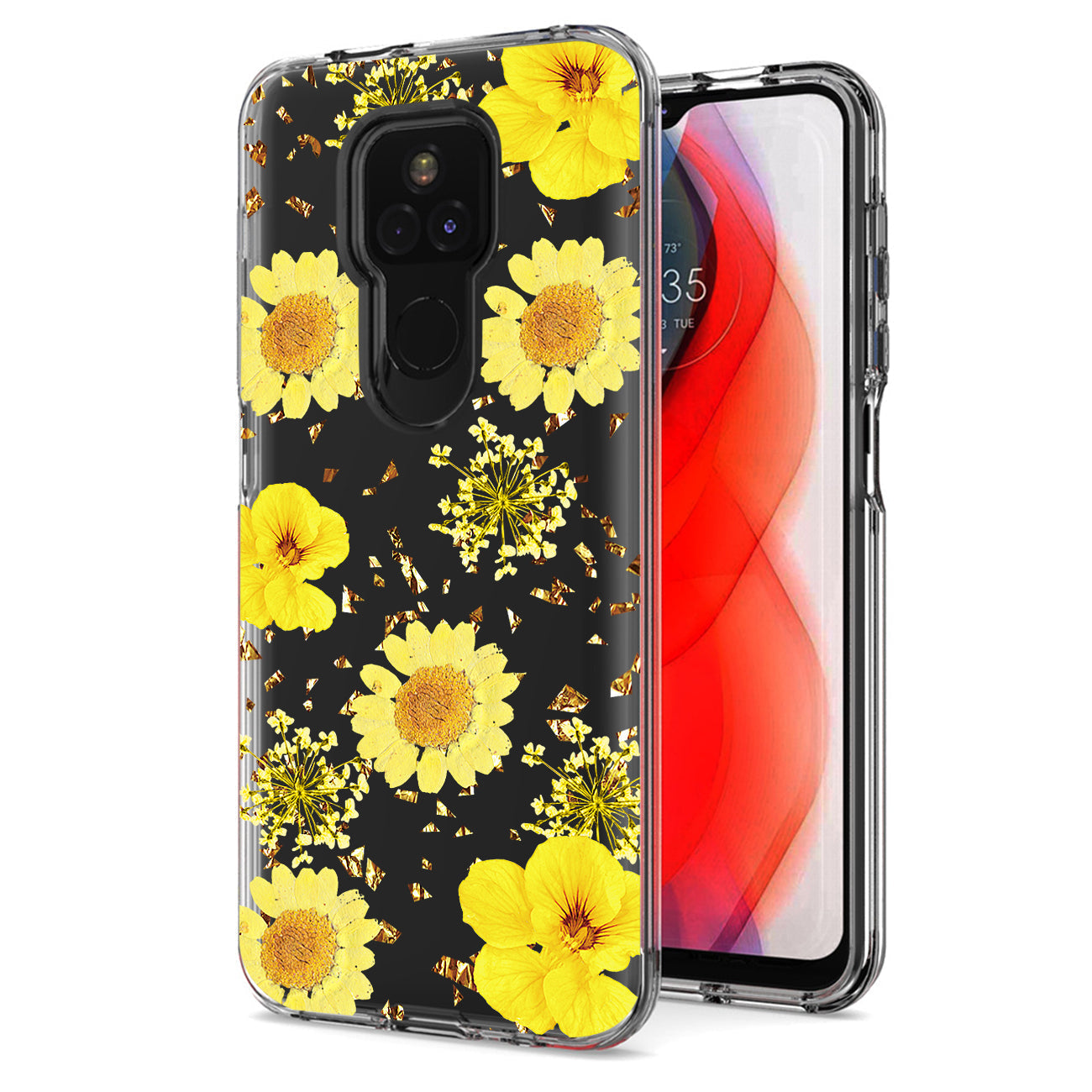 Pressed dried flower Design Phone case for Moto G Play 2021 In Red - Durable & Reliable | CELL DEMAND Official