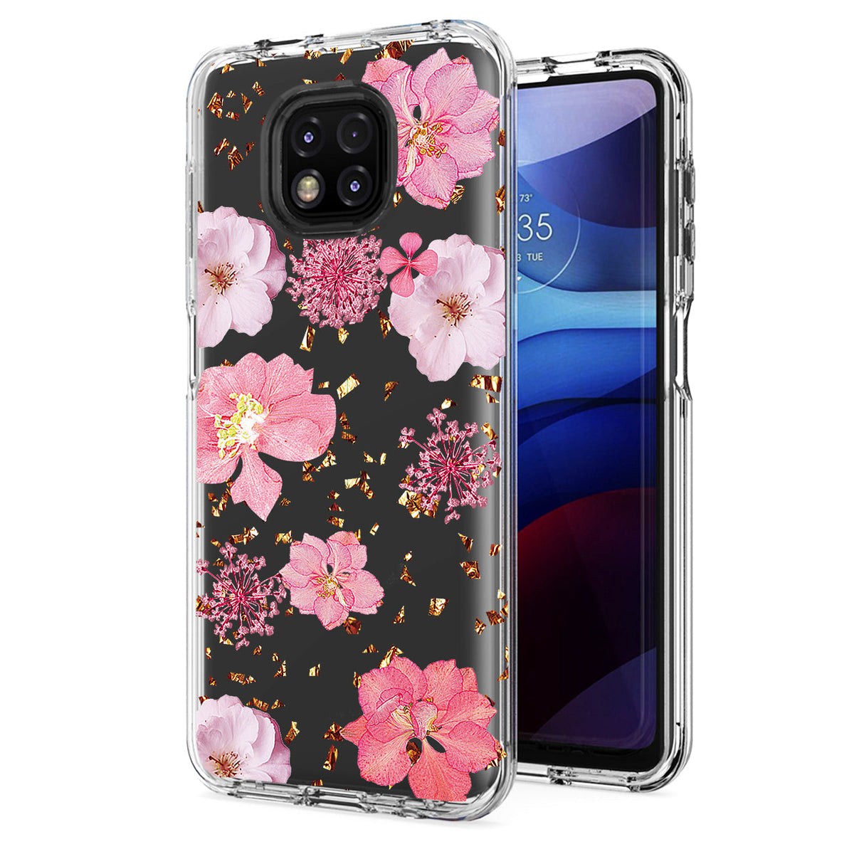 Pressed dried flower Design Phone case for Moto G Power 2021 In Pink - Ultra-Slim & Reliable | CELL DEMAND Official