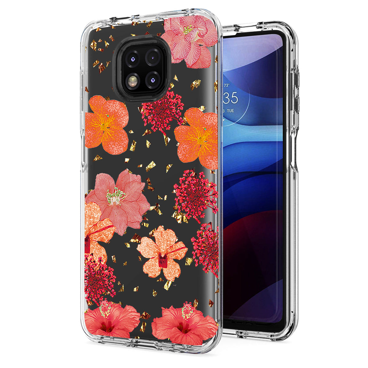 Pressed dried flower Design Phone case for Moto G Power 2021 In Red - Durable & Reliable | CELL DEMAND Official