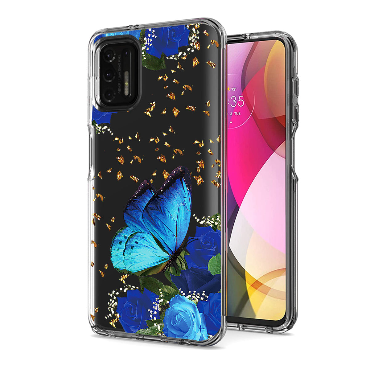 Pressed dried flower Design Phone case for Moto G Stylus 2021 In Blue - Durable & Reliable | CELL DEMAND Official