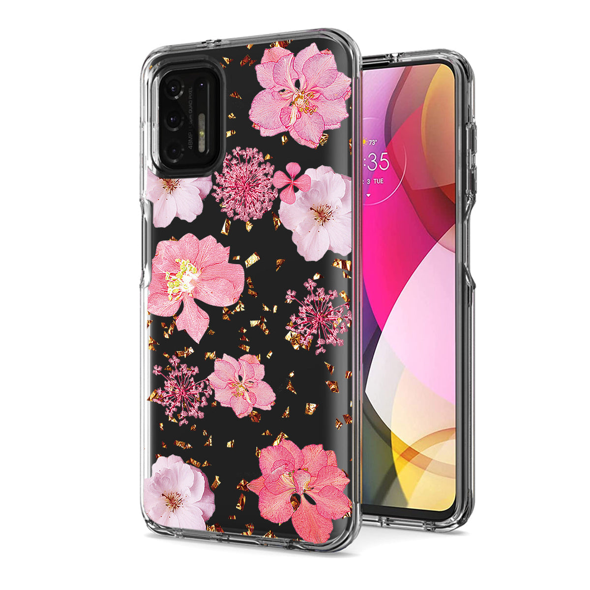 Pressed dried flower Design Phone case for Moto G Stylus 2021 In Pink - Heavy Duty & Reliable | CELL DEMAND Official