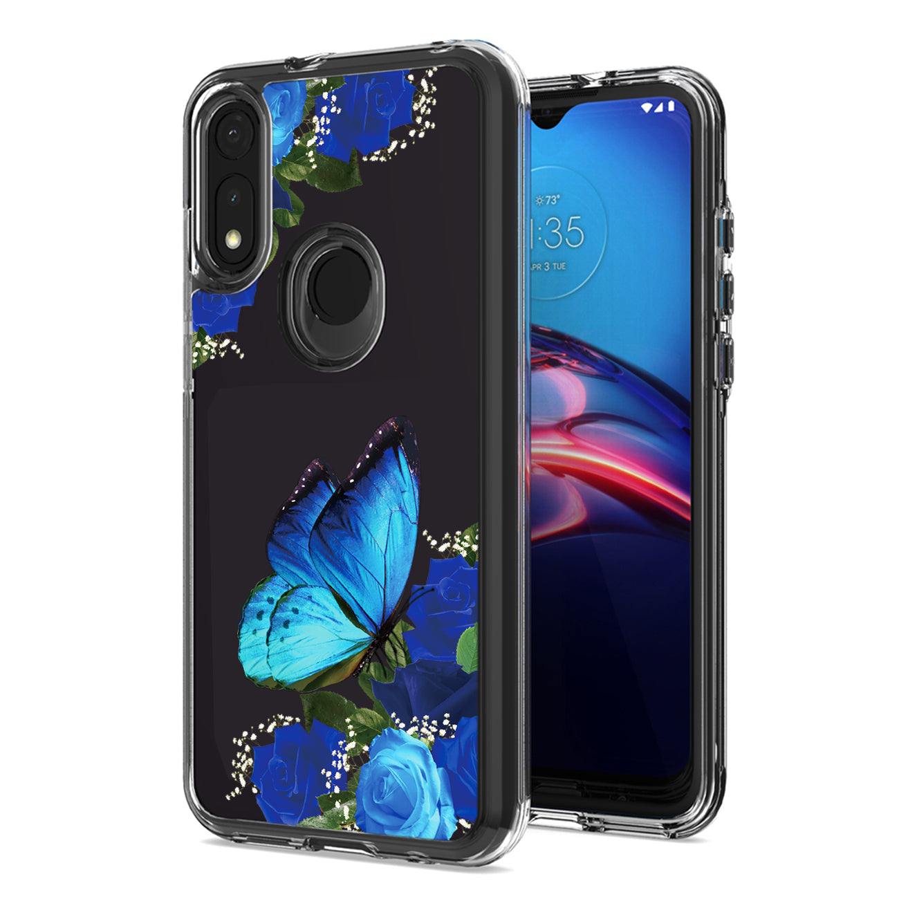 Pressed dried flower Design Phone case for MOTOROLA E7 (2020) In Blue - Crystal Clear & Reliable | CELL DEMAND Official