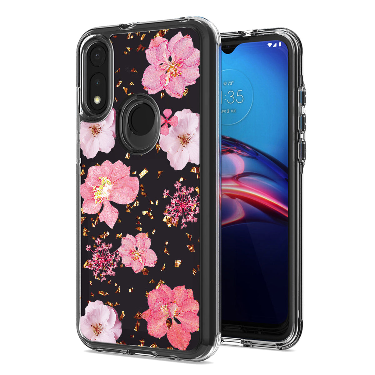 Pressed dried flower Design Phone case for MOTOROLA E7 (2020) In Pink - Shockproof & Reliable | CELL DEMAND Official