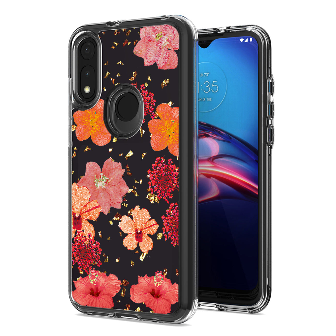 Pressed dried flower Design Phone case for MOTOROLA E7 (2020) In Red - Durable & Reliable | CELL DEMAND Official