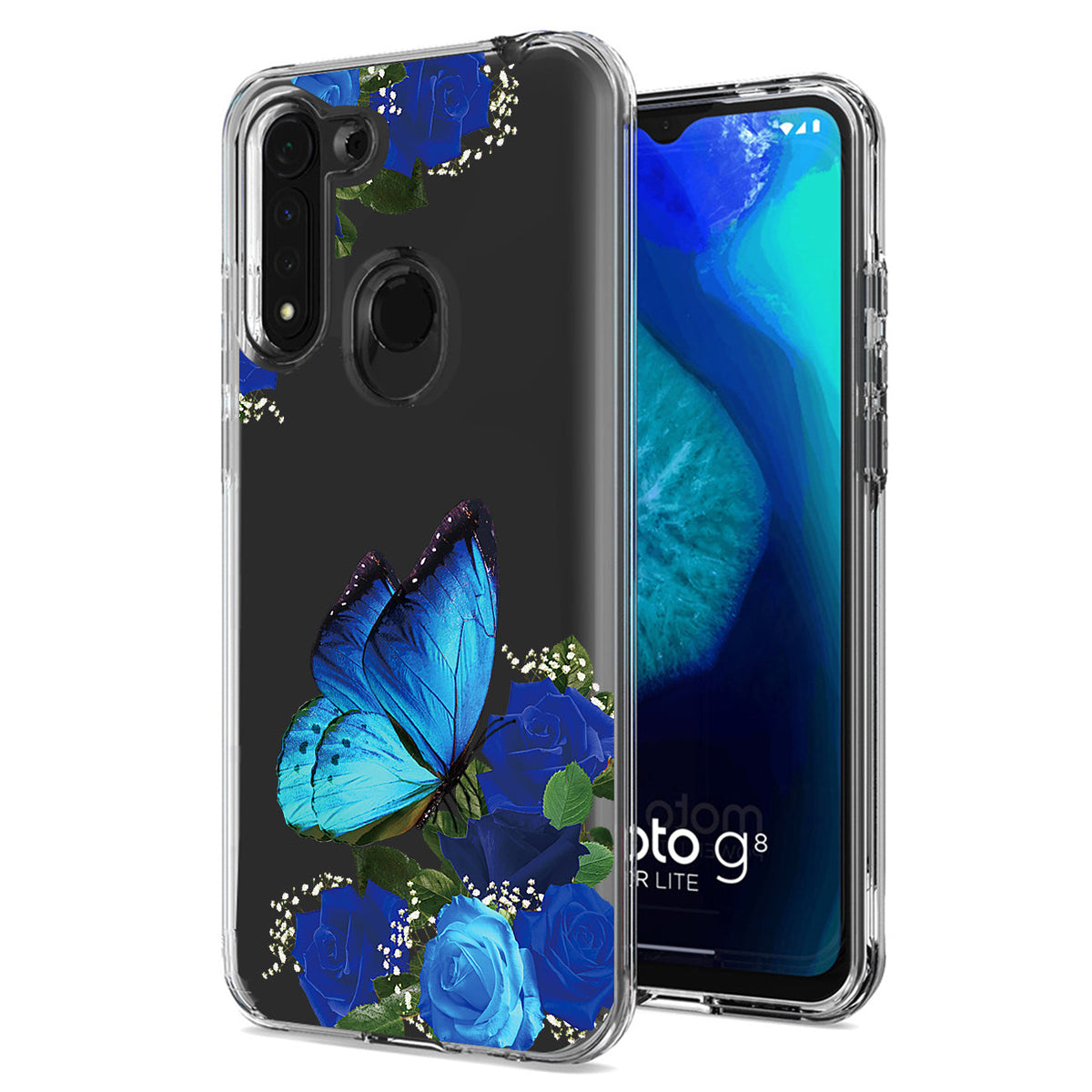 Pressed dried flower Design Phone case for MOTOROLA G8 FAST In Blue - Heavy Duty & Reliable | CELL DEMAND Official
