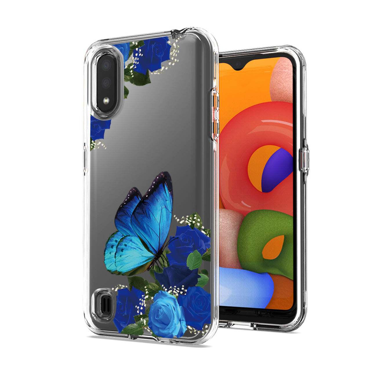 Pressed dried flower Design Phone case for SAMSUNG GALAXY A01 In Blue - Crystal Clear & Reliable | CELL DEMAND Official