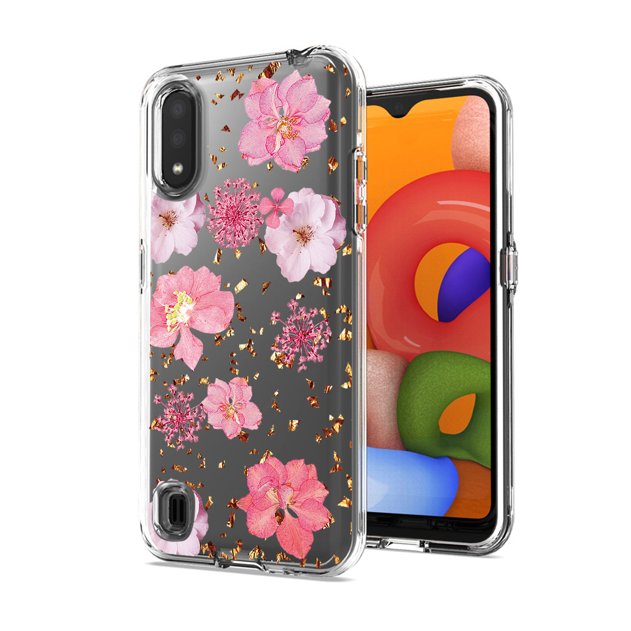 Pressed dried flower Design Phone case for SAMSUNG GALAXY A01 In Pink - Crystal Clear & Reliable | CELL DEMAND Official